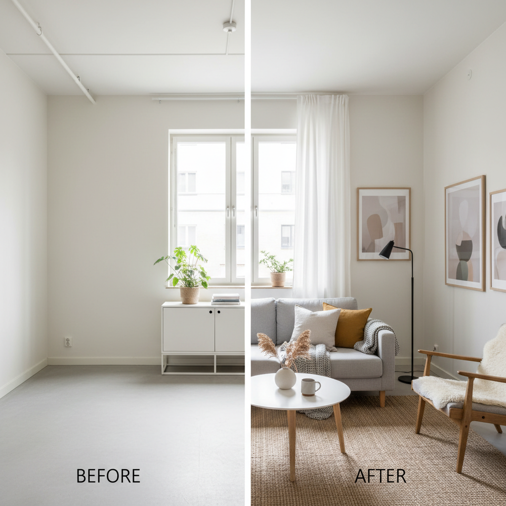 Interior Design — 3 Style Makeovers — AI workflow template for social creatives